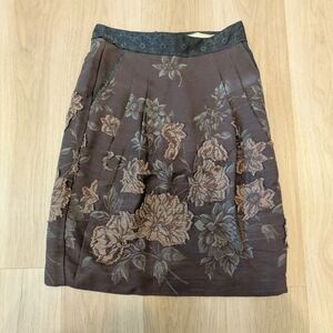 Schumacher Vintage Brown Floral Wool Blend Skirt Size XS